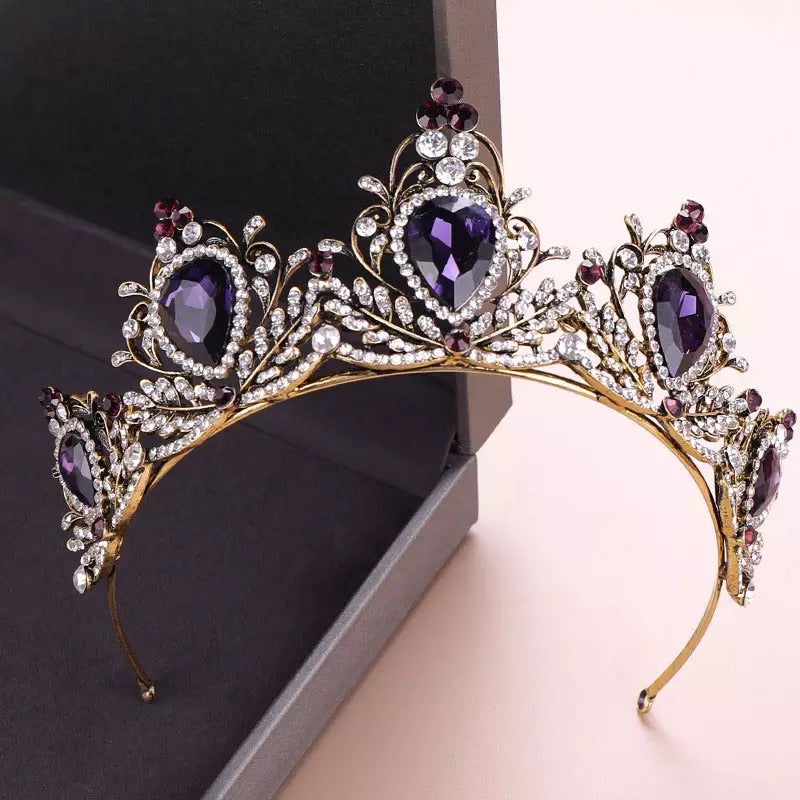 Purple Crystal Bridal Crown Tiaras Headbands Magnificent Rhinestone,Swarovski