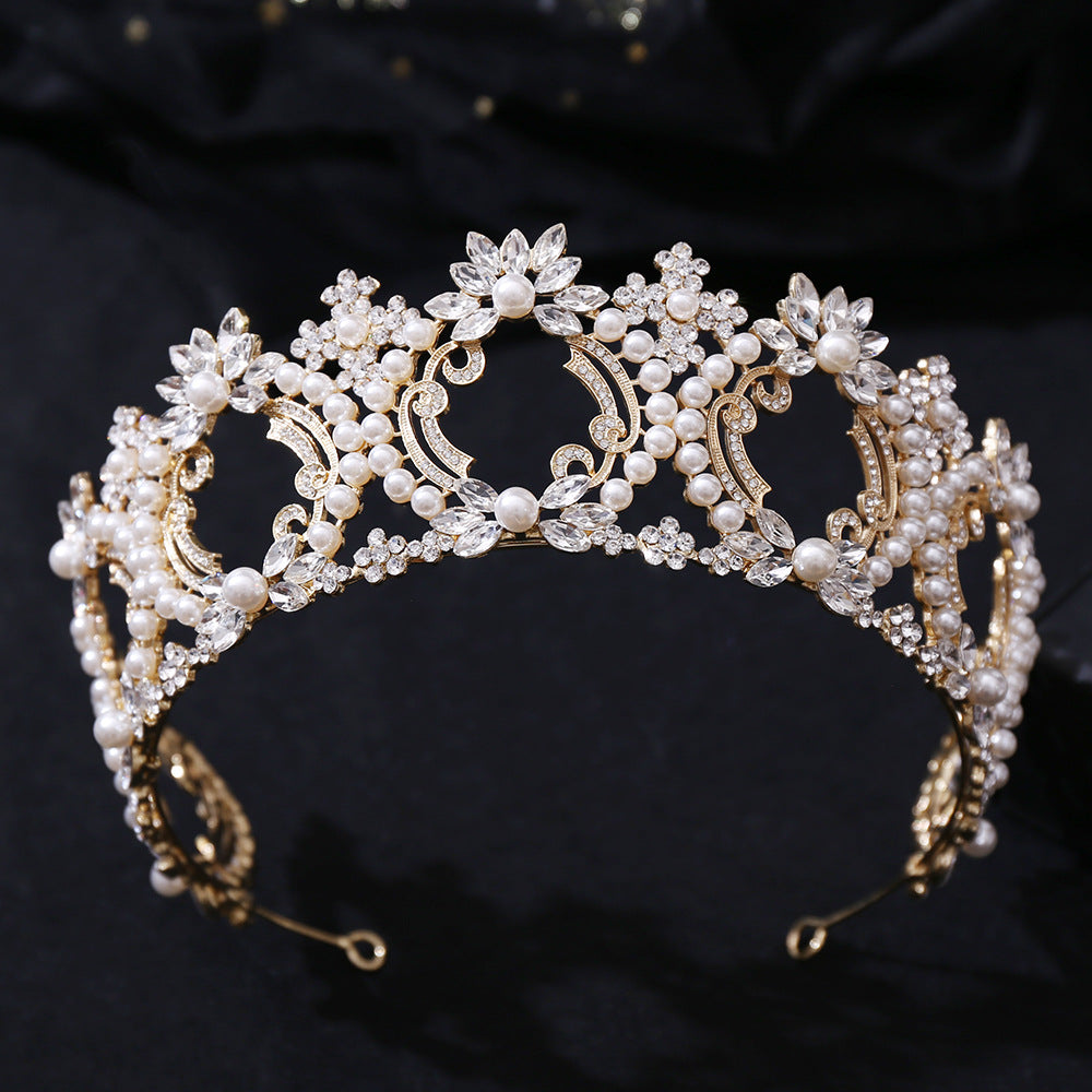 Princess Crown for Women, Crystal Queen Tiaras for Girls Bridal Hair Accessories Gifts for Birthday Wedding Prom, Bridal Party, Pageant, Halloween Christmas Costume - Gold