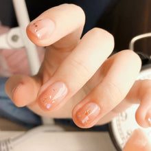 Load image into Gallery viewer, Fake Nail Crystal Elegant Pink Gradient French Short Nails Ellipse Shape