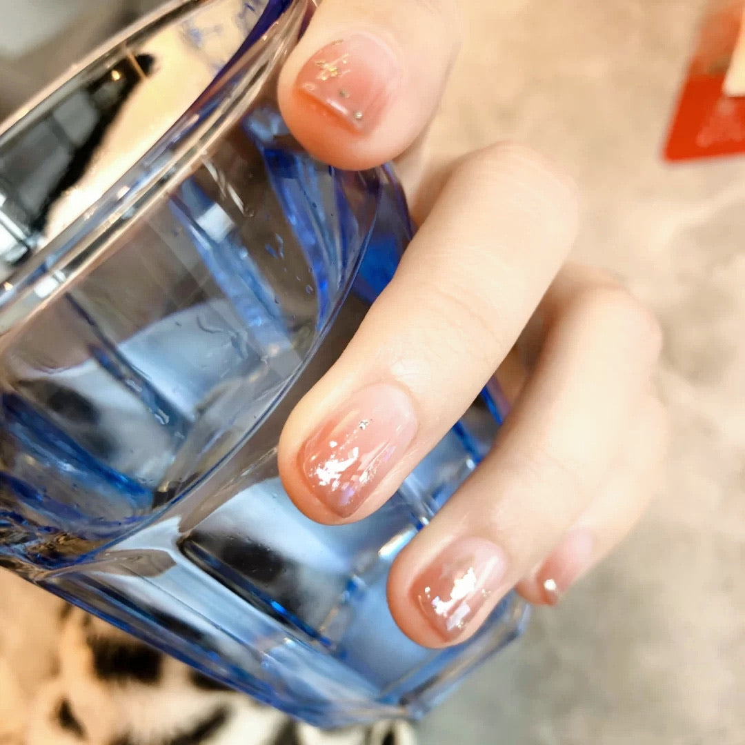 Fake Nail Crystal Elegant Pink Gradient French Short Nails Ellipse Shape