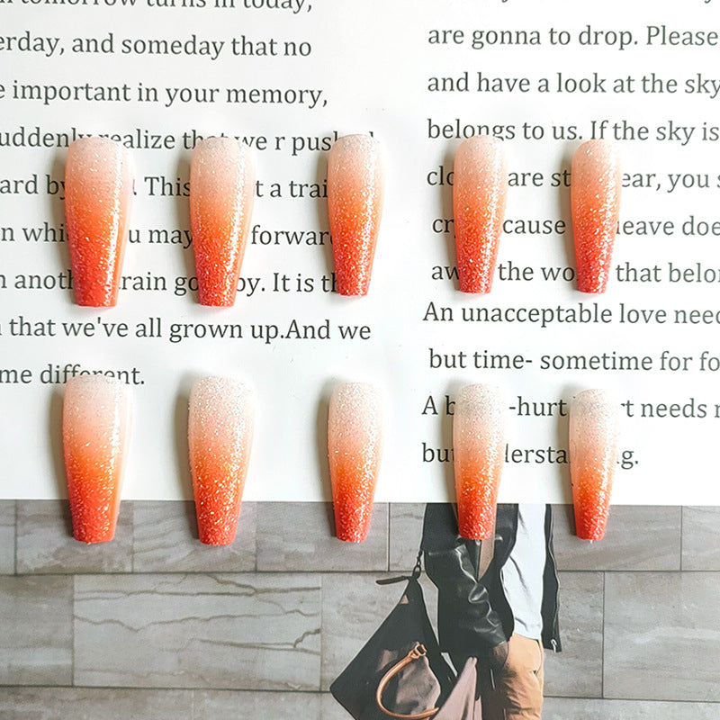 Gradient False Nails Cute Summer Style Fake Nails  Press On Nails Manicure Decoration Nail art wedding nail