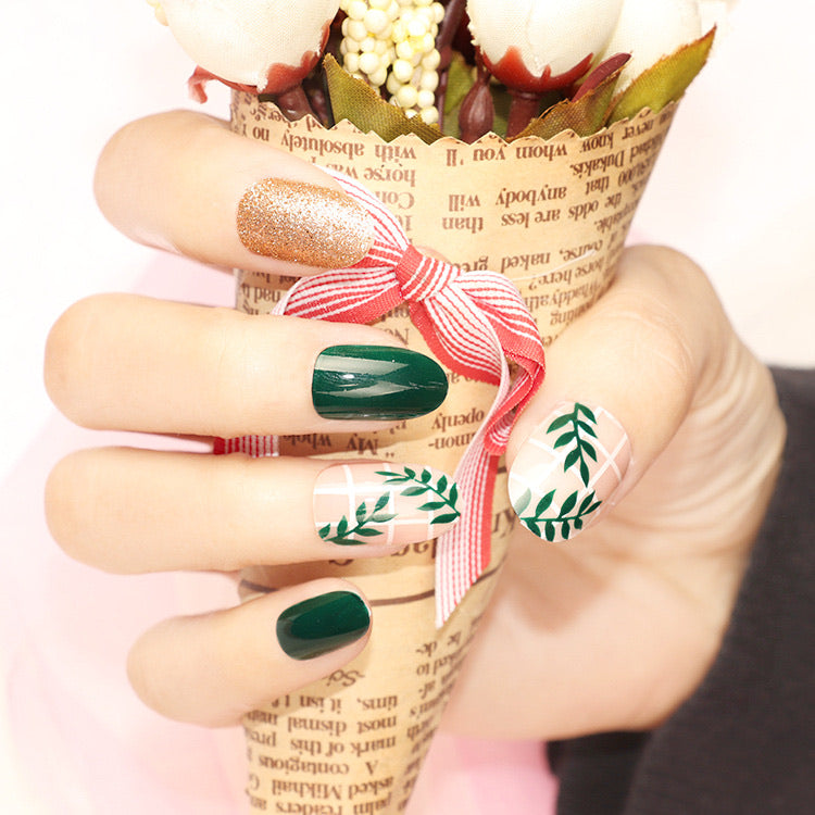 Fake Nails Nude Medium Glossy Press on Nails Full Cover Artificial False Nail