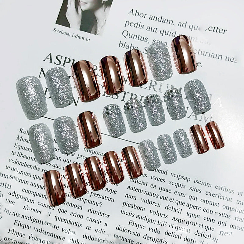 Fake Nails Glossy Short Press on Nails Acrylic Full Cover False Nails