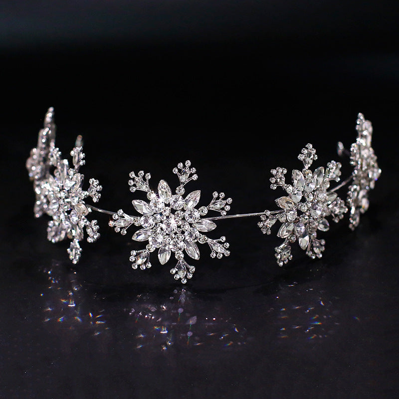 Snow flake tiara headband wedding accessories headpiece silver crystal sparkling bride