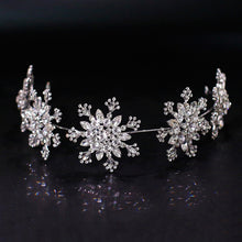 Load image into Gallery viewer, Snow flake tiara headband wedding accessories headpiece silver crystal sparkling bride