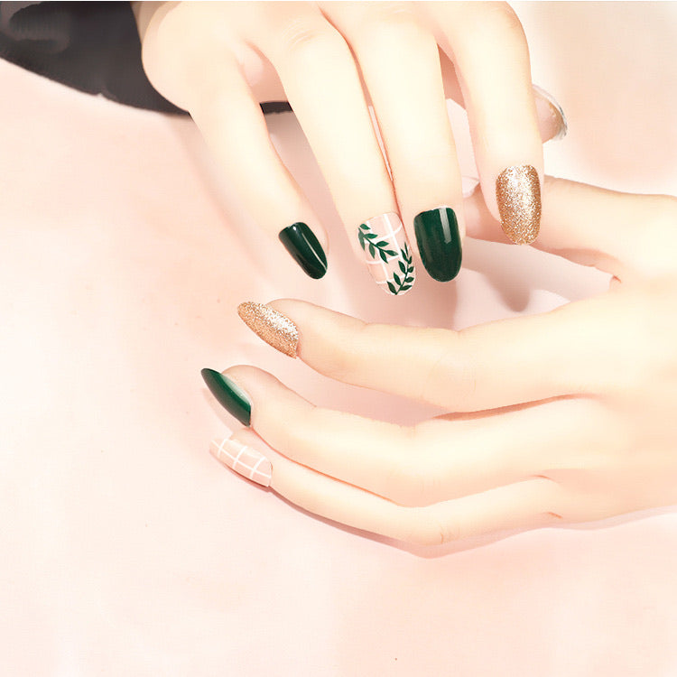 Fake Nails Nude Medium Glossy Press on Nails Full Cover Artificial False Nail