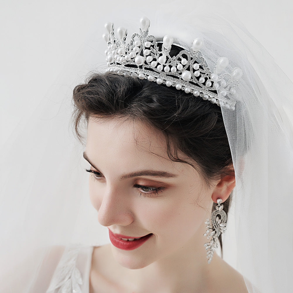 Wedding Tiara Simulated Pearls Jewelry,silver pearl crown