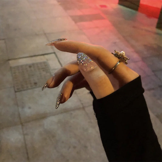 round press on nails, Dripping Shape Heart Bride nail tips,fake nail