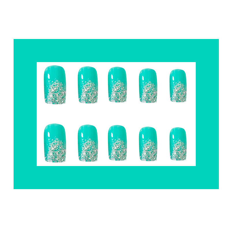 Fake Nails White Short Press on Nails Square Glossy Full Cover Acrylic False Nails