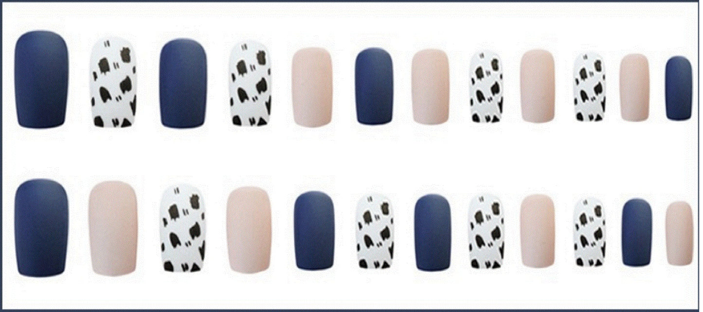 French Ombre False Nails Glossy Gradient Full Cover Short Square Fake Nails