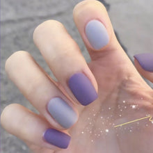 Load image into Gallery viewer, Light and Dark Matte Purple Jump Color Fake Nail with Glue Nail Art