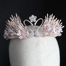 Load image into Gallery viewer, Vintage Wedding Crown Queen Coroa Princesa Crystal Tiaras And Crowns Swan tiara Rhinestone Bridal Headband pink