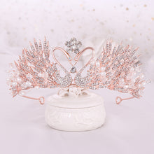 Load image into Gallery viewer, Vintage Wedding Crown Queen Coroa Princesa Crystal Tiaras And Crowns Swan tiara Rhinestone Bridal Headband pink