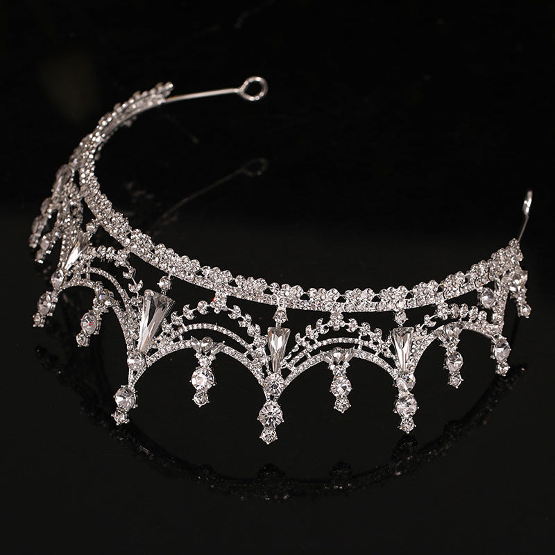 Silver Plated Queen Princess Diana Crown Crystal Pearl Diadem For Bridal Hair Accessories Bride Headbands Tiara De Noiva