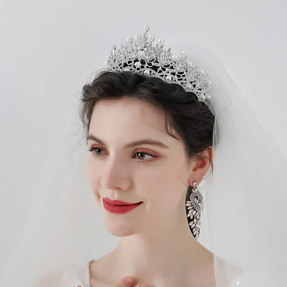 Crystal Pearl Crowns Rhinestone Tiara Brides Hairband Hair Jewelry Princess Crown