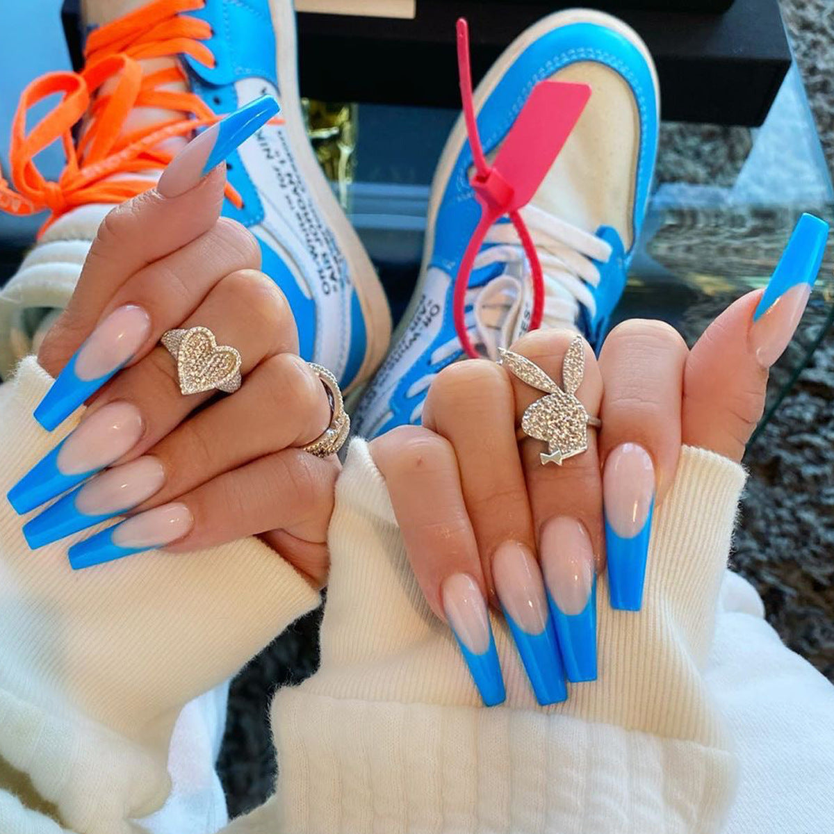 Long Gradiant Ballerina Design Fake Nails Full Cover Press on Nail coffin false nail tip