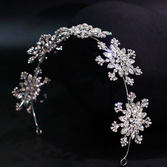Snow flake tiara headband wedding accessories headpiece silver crystal sparkling bride