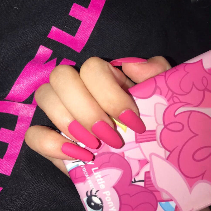 Coffin Ballerina Press on Nails Purple Long Fake Nails Tips Acrylic Glossy Full Cover False Nail