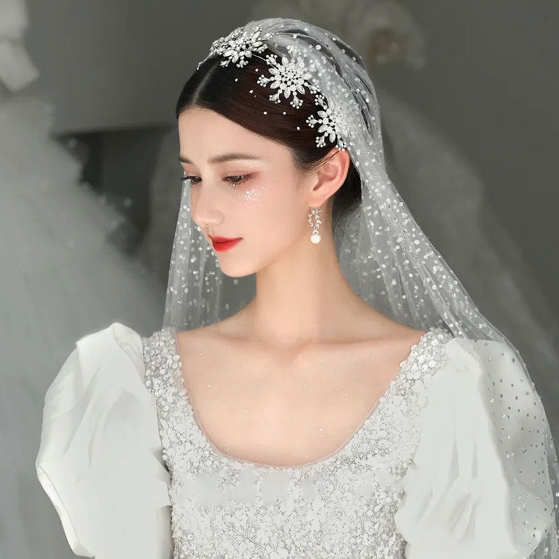 Snow flake tiara headband wedding accessories headpiece silver crystal sparkling bride