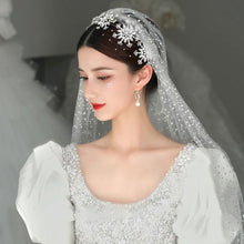 Load image into Gallery viewer, Snow flake tiara headband wedding accessories headpiece silver crystal sparkling bride