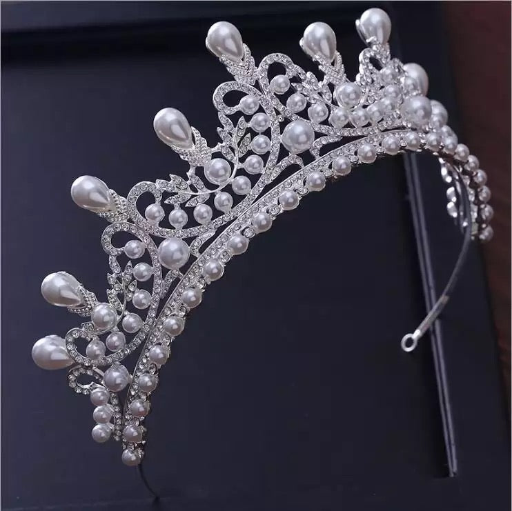 Wedding Tiara Simulated Pearls Jewelry,silver pearl crown