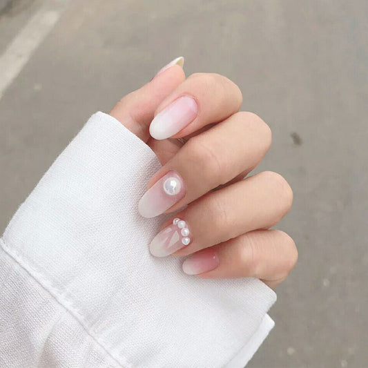 Fake Nails Long Ballet Ballerina Coffin Full Cover Azure Cerulean Color Long UV