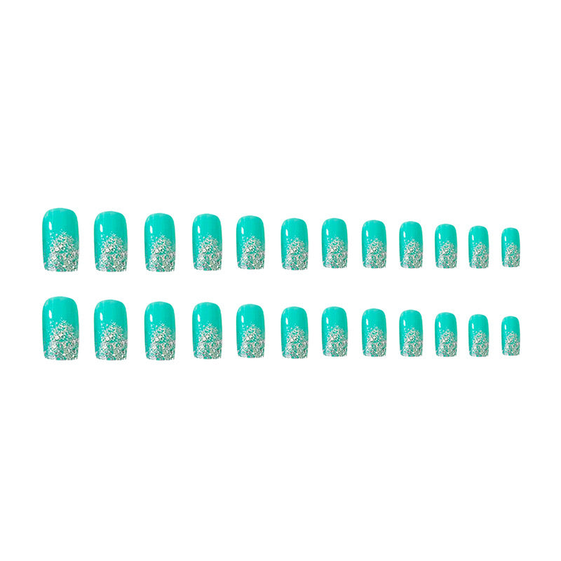 Fake Nails White Short Press on Nails Square Glossy Full Cover Acrylic False Nails