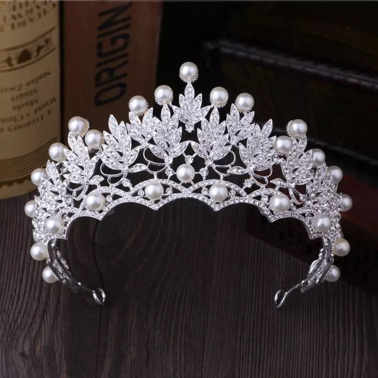 Crystal Pearl Crowns Rhinestone Tiara Brides Hairband Hair Jewelry Princess Crown