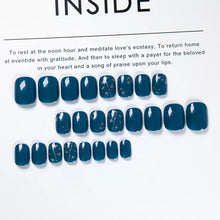 Load image into Gallery viewer, Fake Nail Sticker Gray Blue Nail Art Finished Round Short nails