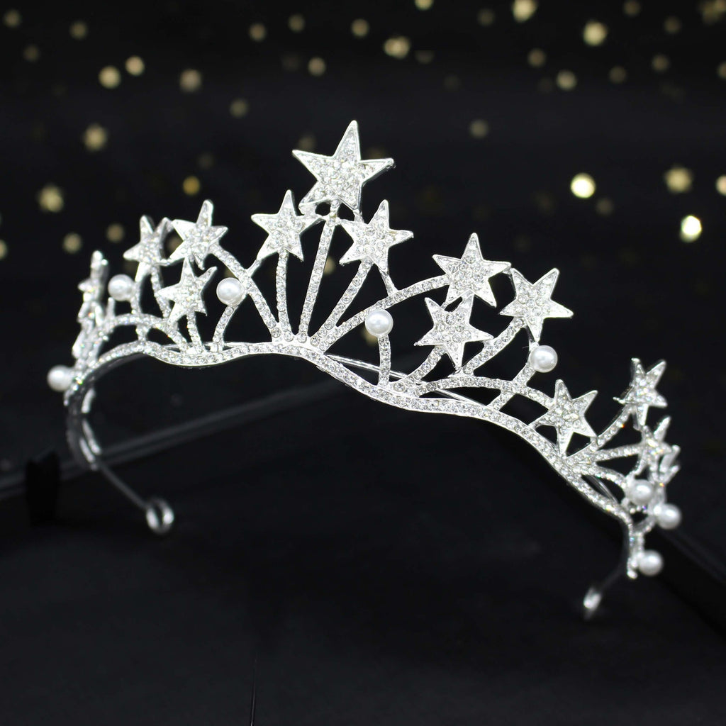 Star Headband Crown Hairband princess tiara Bling Bridal Tiara,silver
