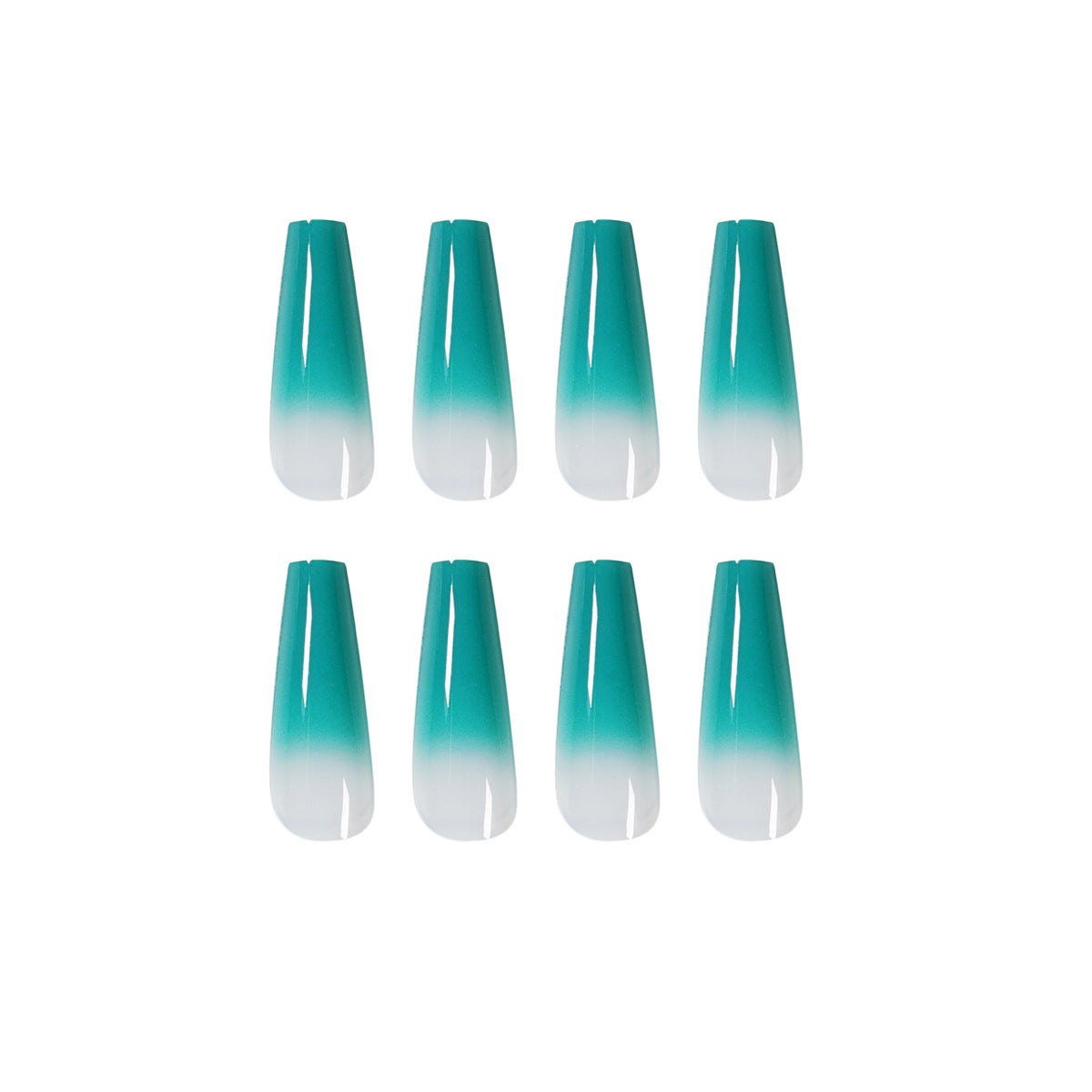 Ocean blue False Nails Wearable Rhinestone Gradiant Ballerina Design Fake Nails Full Cover Press on Nail
