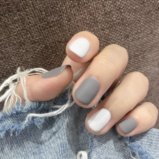 French Fake Nails Tips Press On False Nails Short Full Artificial Nail DIY Nail Art Faux Ongles