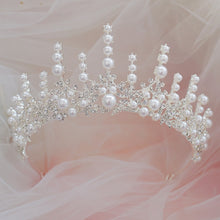 Load image into Gallery viewer, Baroque Luxury Silver Plated Crystal Pearl Bridal Tiaras Crown Rhinestone Pageant Diadem Bride Headband Wedding Hair Accessories