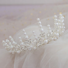 Load image into Gallery viewer, Baroque Luxury Silver Plated Crystal Pearl Bridal Tiaras Crown Rhinestone Pageant Diadem Bride Headband Wedding Hair Accessories
