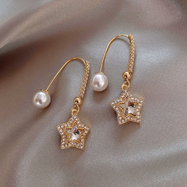 New Cute Animal Stud Earrings for Women Temperament Horse Kitten Owl Pearl Rhinestone Earring Girls Birthday Party Jewelry