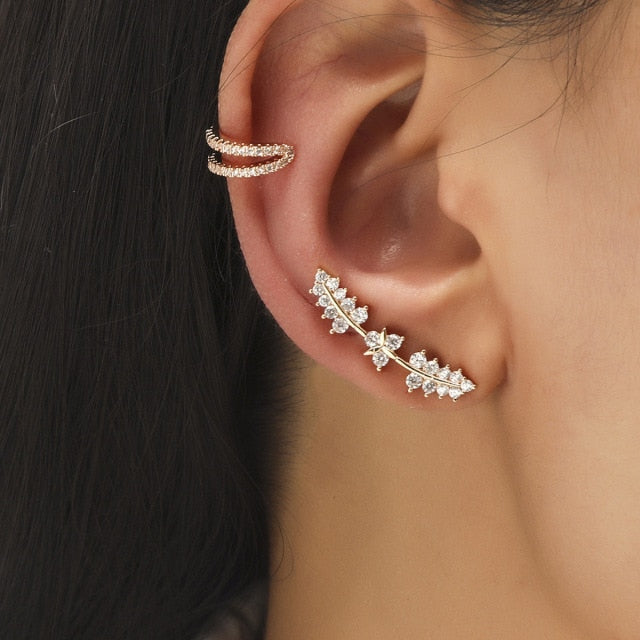 Bohemian NO Piercing Crystal Rhinestone Ear Cuff Earrings For Women Wrap Stud Clip Earrings Girl Trendy Earrings Jewelry Bijoux