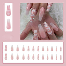 Load image into Gallery viewer, 24pcs Super Long Ballerina False Nails Detachable with Pink clouds design nail Wearable Coffin Fake Nails Full Cover Nail Tips