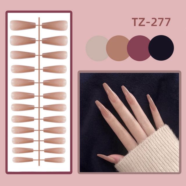 24pcs False Nails with Clouds Print Design Long Coffin Fake Nail Patch Women Full Finished Coffin Ballerina False Nail Patch