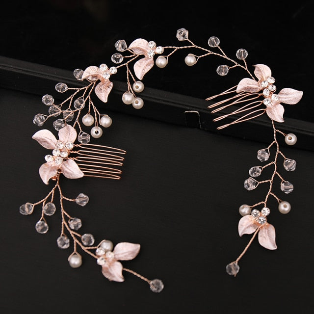 Pearl Leaf Comb Headband Hair Accessories For Women Tiara Headband Wedding Accessories Headband on the head