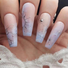 Load image into Gallery viewer, 24Pcs Gradient Long Ballet False Nails Simple Constellation Pattern Design Wear Fake Nails Press On Nails Full Cover Nail Tips