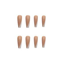 Load image into Gallery viewer, 24Pcs White Oblique French Long Ballet False Nails Full Nail Tips Reusable Ultra Thin Nude Color Fake Nails with Liquid Glue