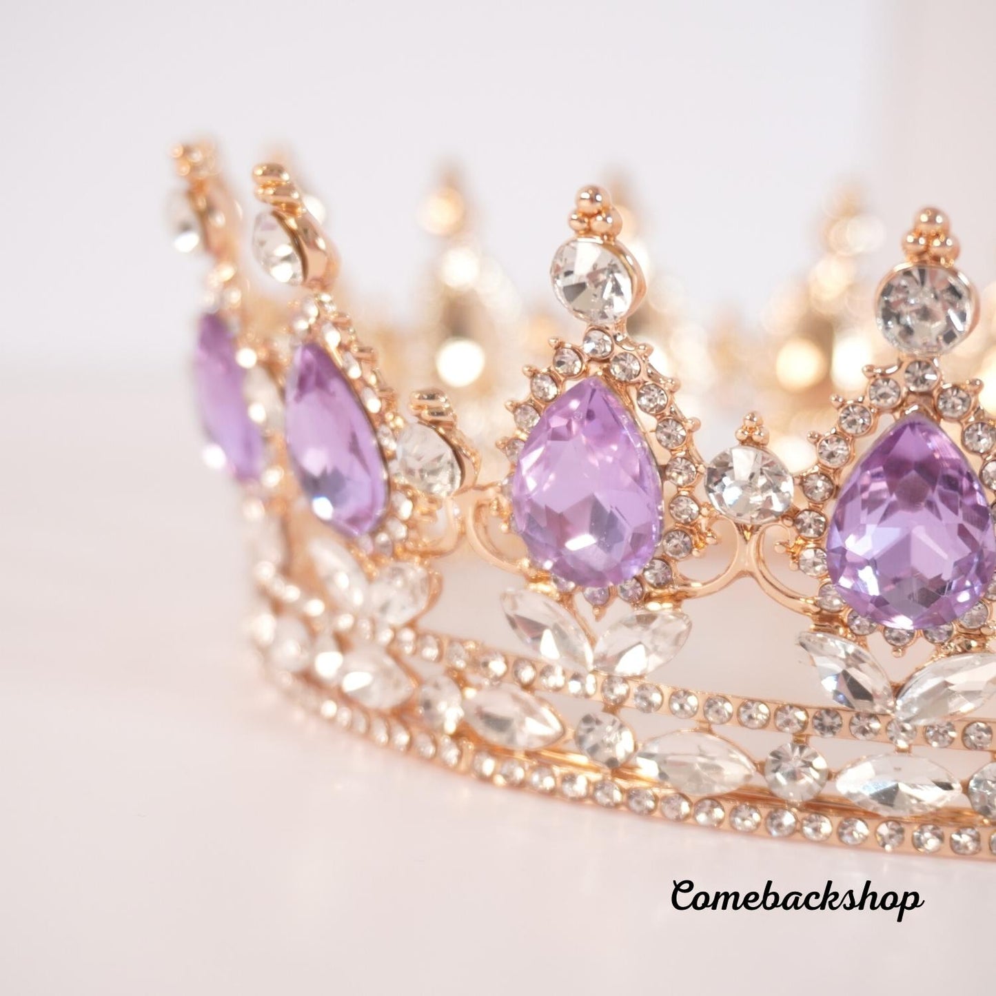 Purple Crystal Circle Bridal Diadem Royal Queen Round Tiaras Bride Head Ornaments Banquet Wedding Crown Hair Jewelry Ornament